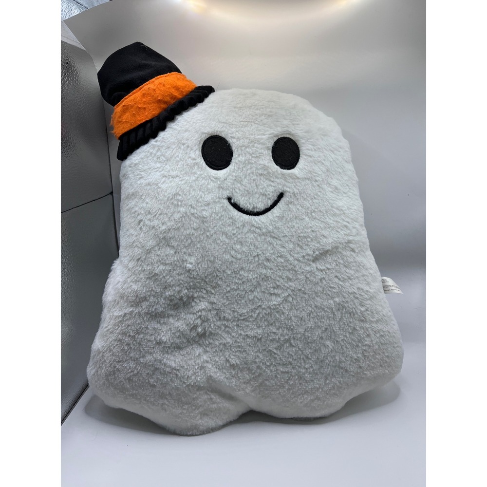 Halloween Ghost Plush Pillow Soft White Fuzzy Ghost Witch Hat Decorative Decor